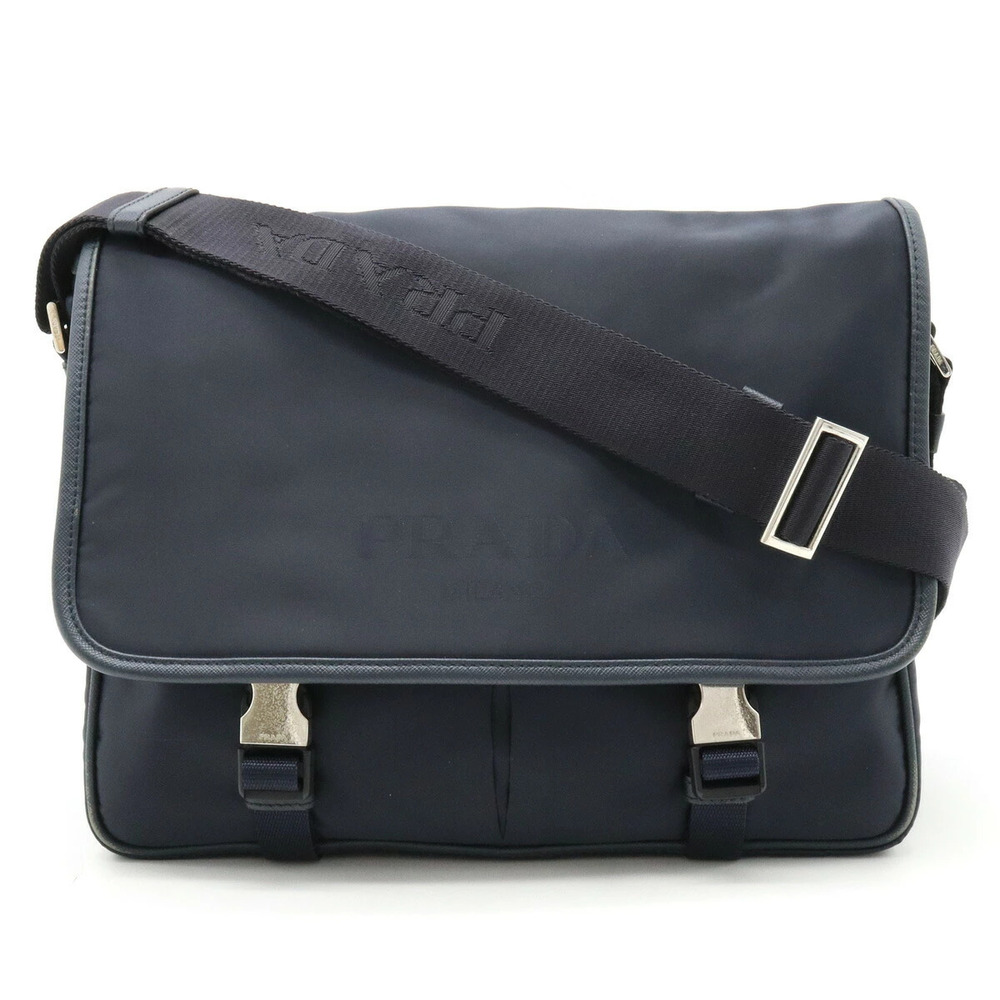 Prada Jacquard Shoulder Bag Messenger Blue Navy Blue